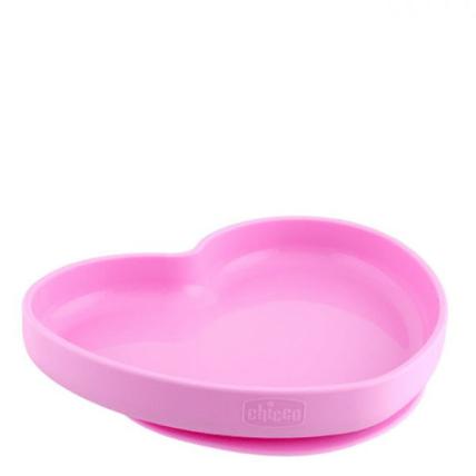 Chicco Take Eat Easy Prato Silicone Heart Rosa 9m+